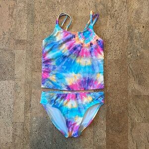Neon tie dye tankini